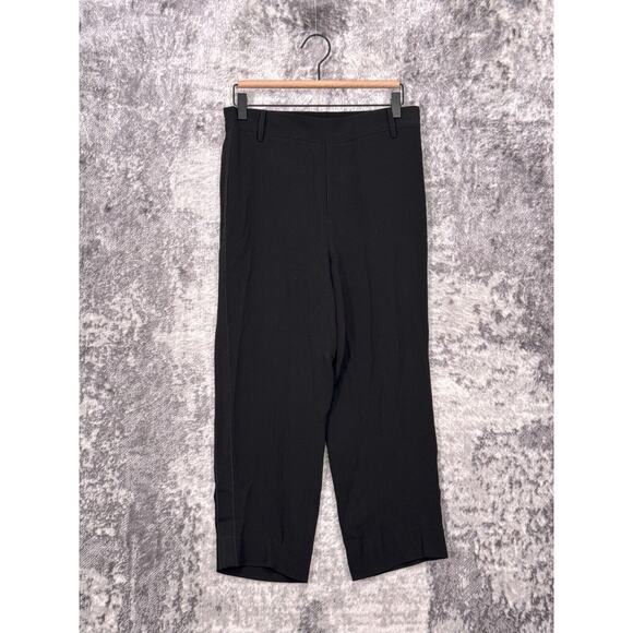 Vince Black Crepe Satin Stripe Pull on Pants Size M Medium